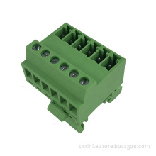 15MM wide 3.81mm pitch green small din rail mounted terminal block connector